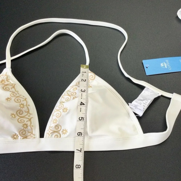 NWT Cupshe Womens Ivory Gold Triangle Bikini Swimsuit Set 2 Piece Medium/Large - Picture 7 of 14